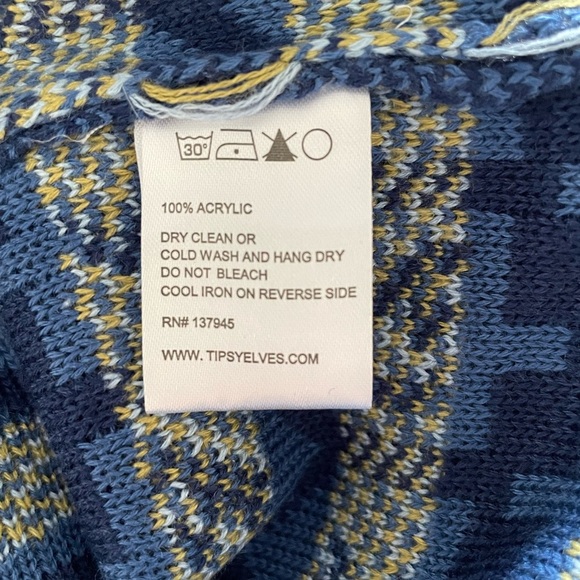 Tipsy Elves Hanukkah Dreidel Motif Sweater Women’s Medium Blue Yellow Novelty - Picture 12 of 12